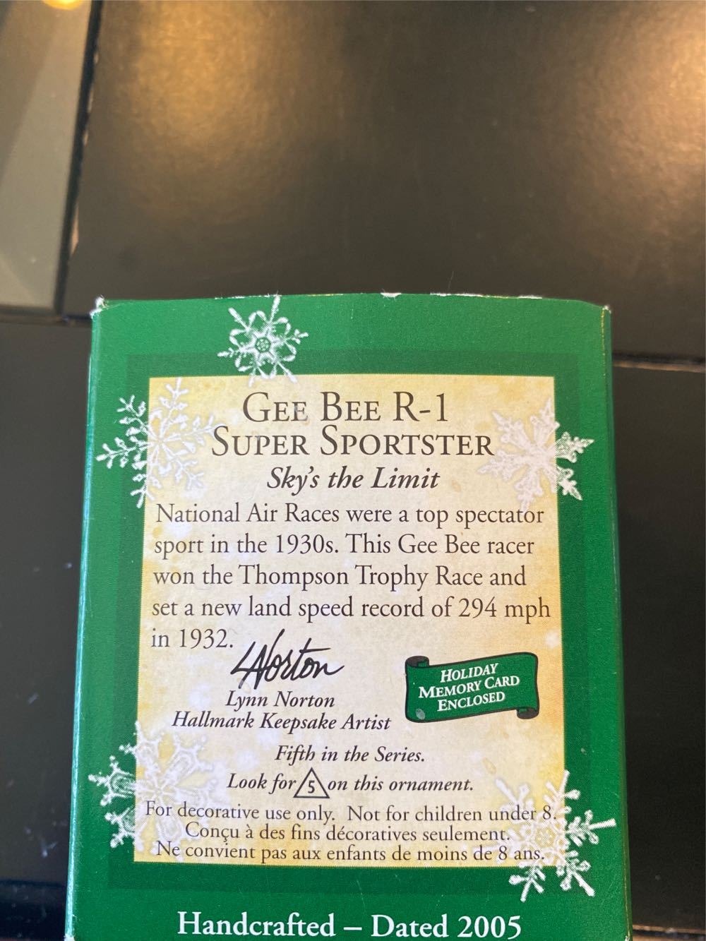 Gee Bee R-1 Super Sportster - Miniature Skys The Limit (Aviation) ornament collectible [Barcode 015012838626] - Main Image 3