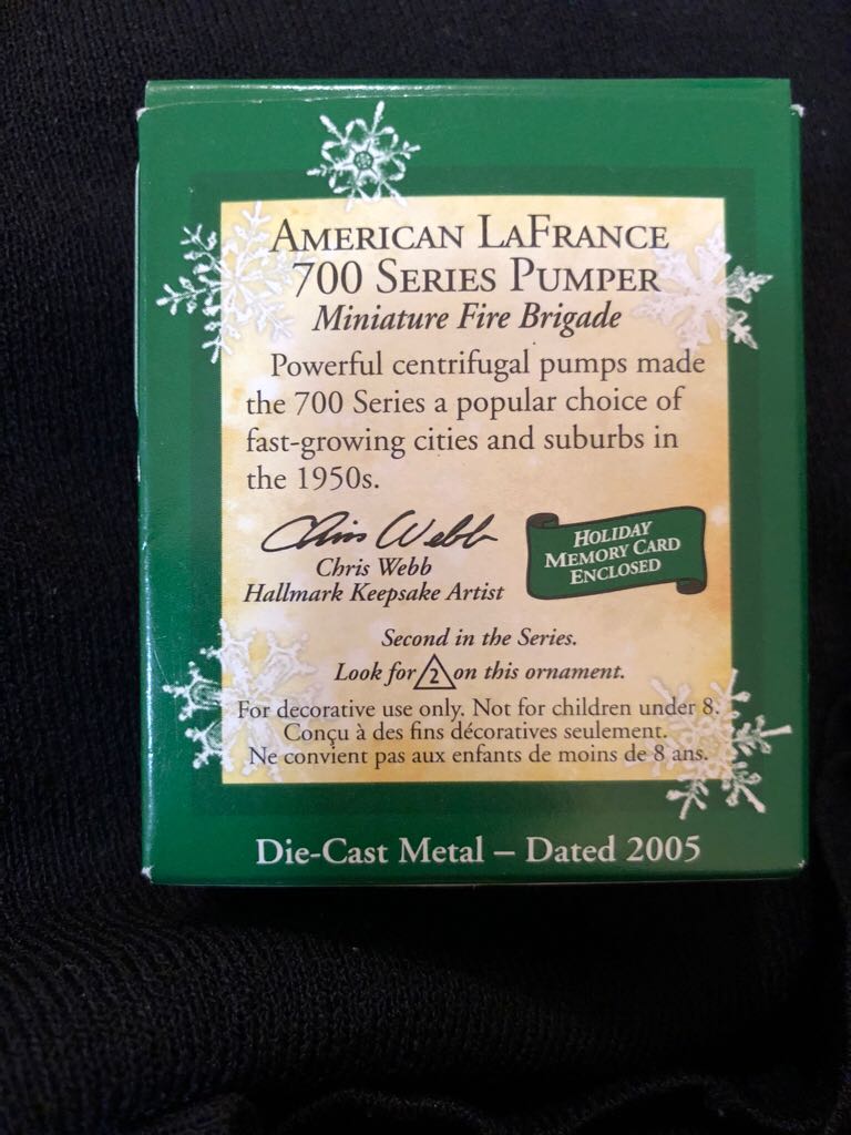 American LaFrance 700 Series Pumper - Fire Brigade Miniature (Minature) ornament collectible [Barcode 015012838596] - Main Image 2