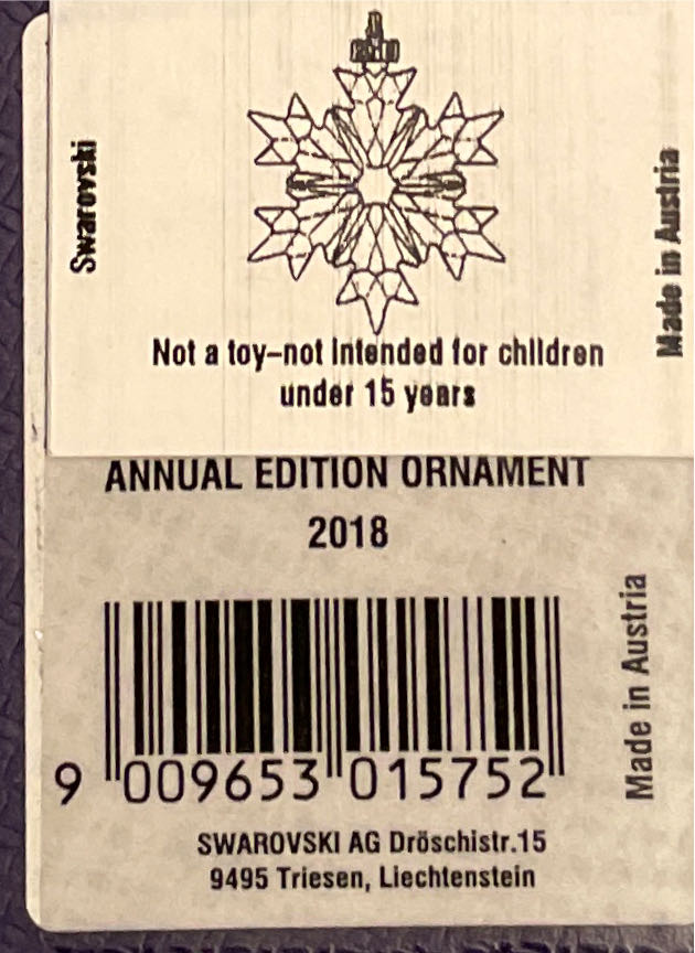 Swarovski Christmas Ornament 2018 - Swarovski Ornament (Large Clear Annual) ornament collectible [Barcode 9009653015752] - Main Image 3