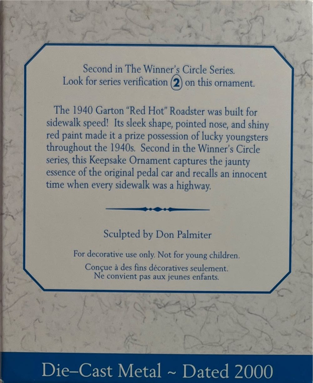1940 Garton Red Hot Roadster - The Winner’s Circle (Automobiles) ornament collectible [Barcode 015012554762] - Main Image 2