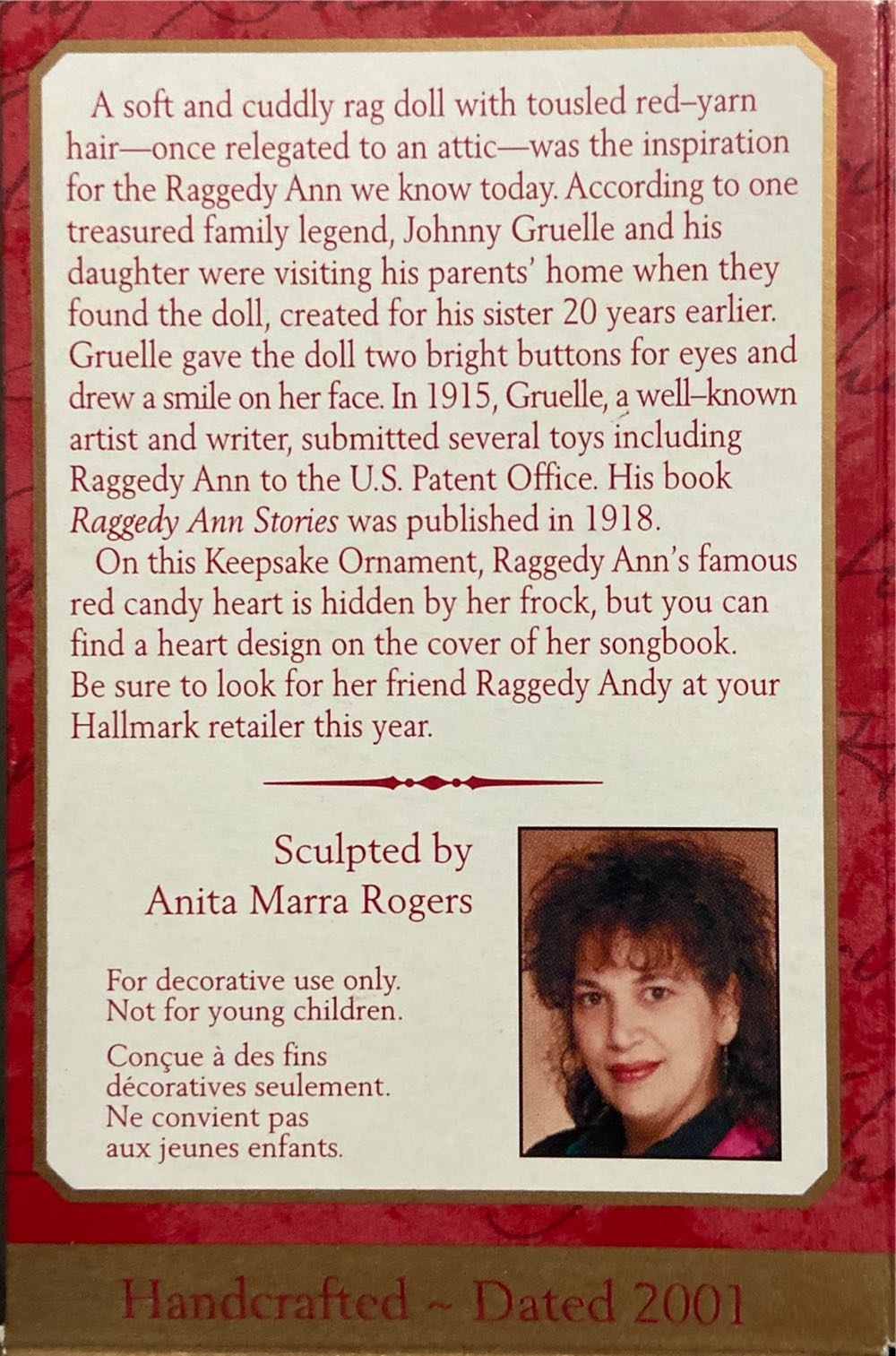 Raggedy Ann - Raggedy Ann and Raggedy Andy (Raggedy Ann & Andy) ornament collectible [Barcode 015012623567] - Main Image 2