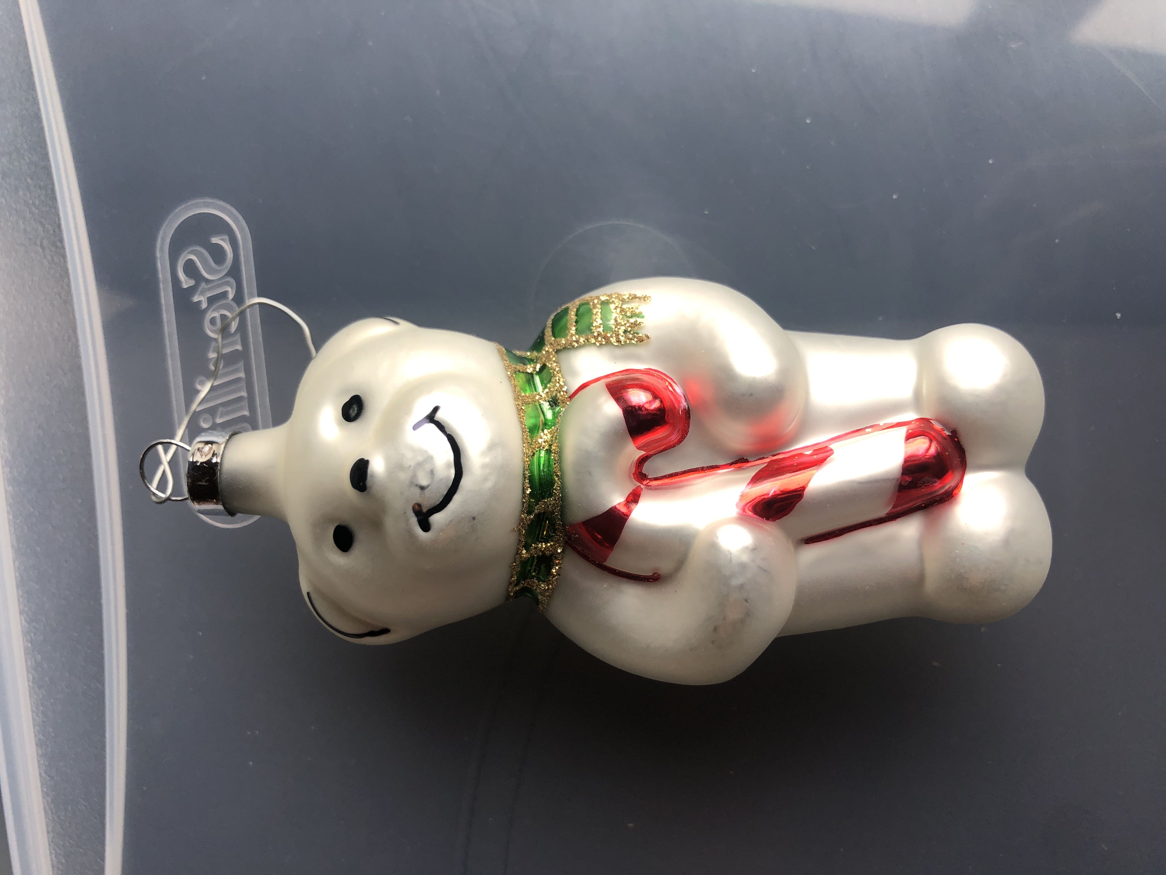 Medium Green Satin Ball With Gold Glitter Leaves