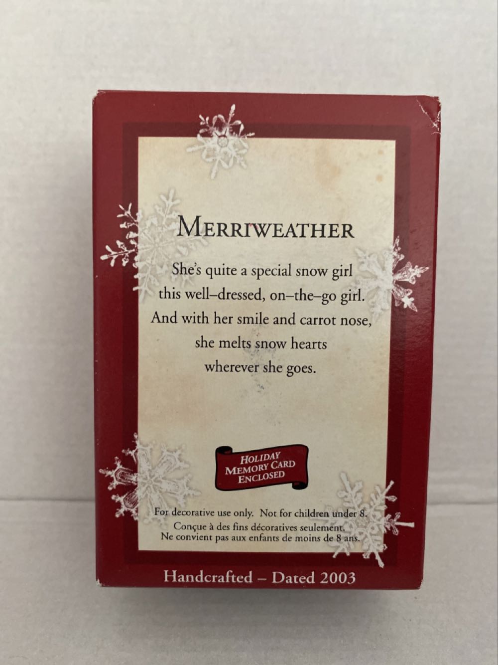 Merriweather - Snowman (Keepsake Ornament) ornament collectible [Barcode 015012778632] - Main Image 2