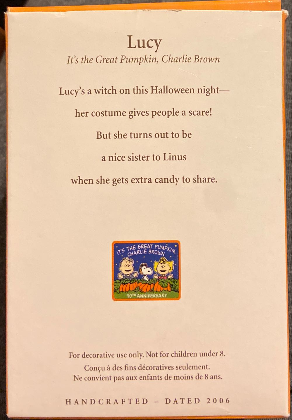 ITGP Lucy - It’s the Great Pumpkin, Charlie Brown - It’s the Great Pumpkin, Charlie Brown (Halloween - Peanuts) ornament collectible [Barcode 015012954296] - Main Image 2