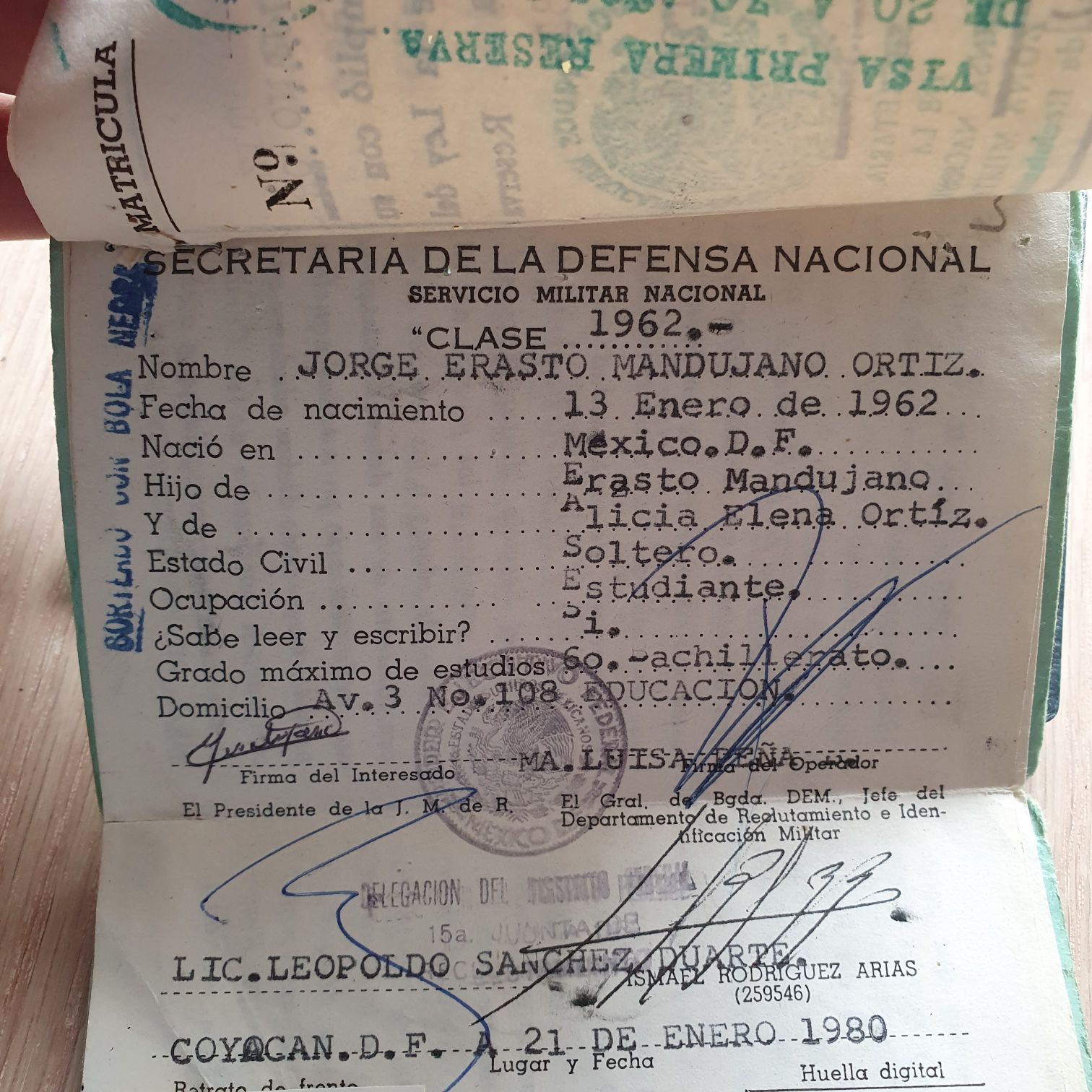 Cartilla Militar - Jorge Mandujano Ortiz (Identificación) ornament collectible - Main Image 2