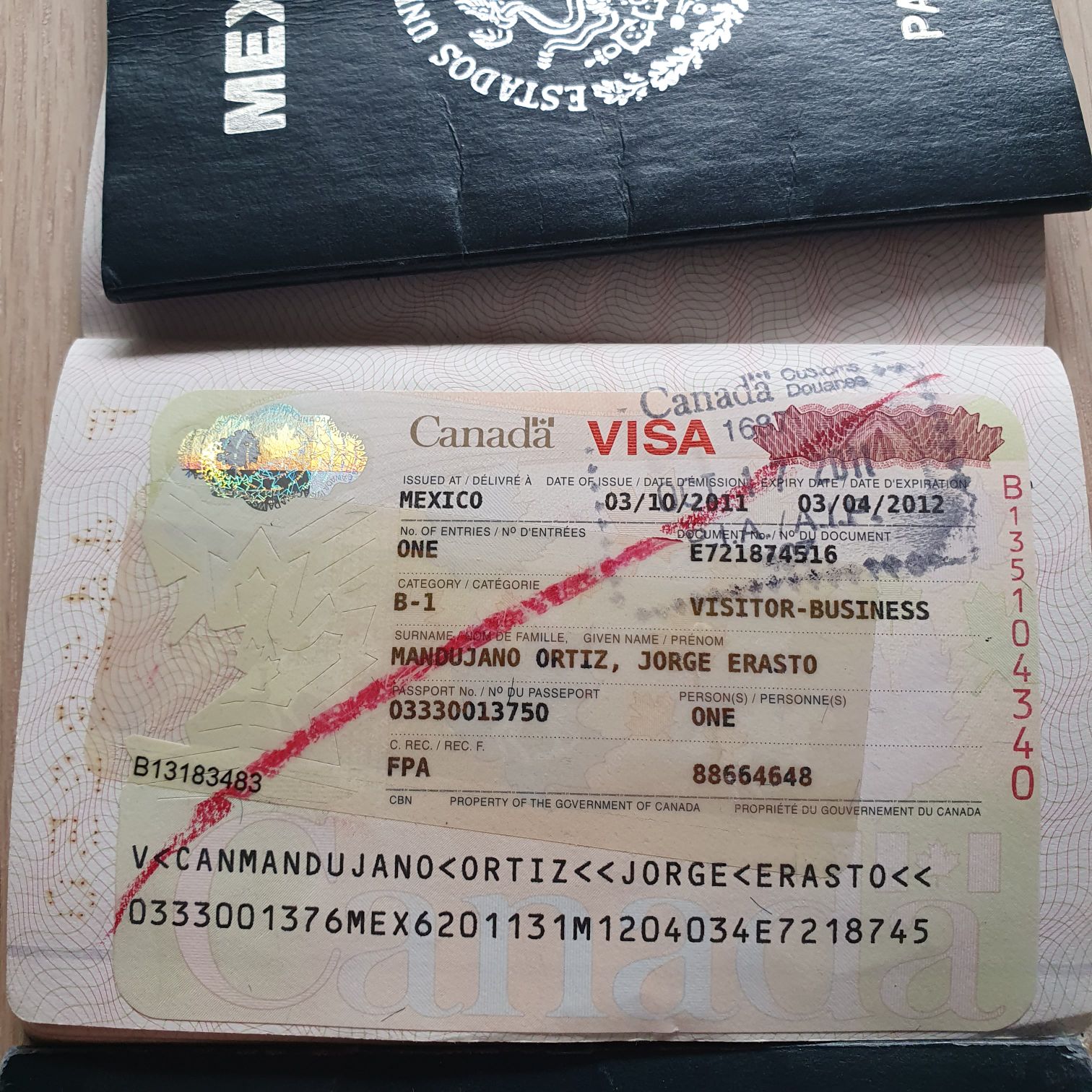 Visa 2003-2013 - Jorge Mandujano Ortiz (Pasaporte 2003-2013) ornament collectible - Main Image 2