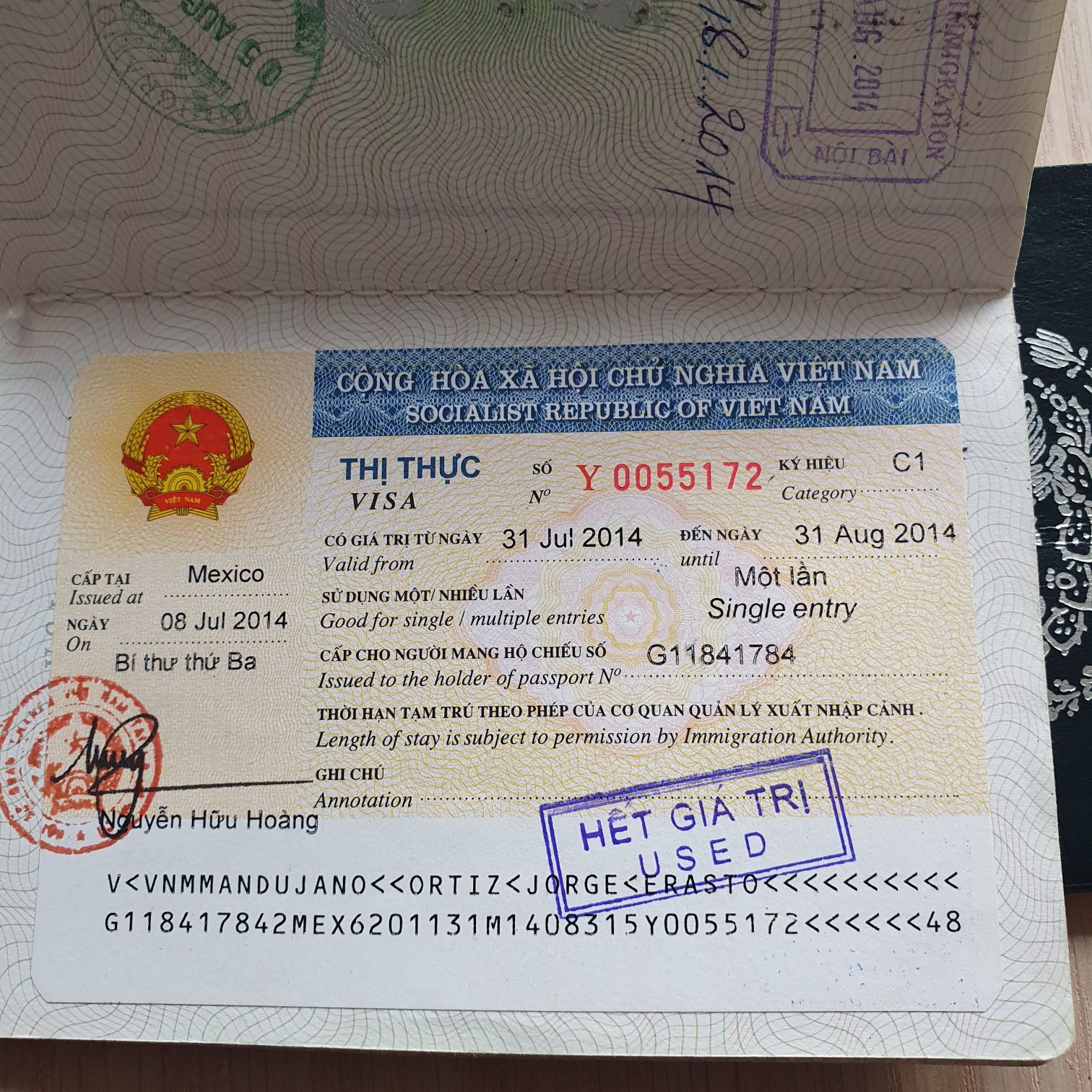 Visa 2013-2023 - Jorge Mandujano Ortiz (Pasaporte 2013-2023) ornament collectible - Main Image 2