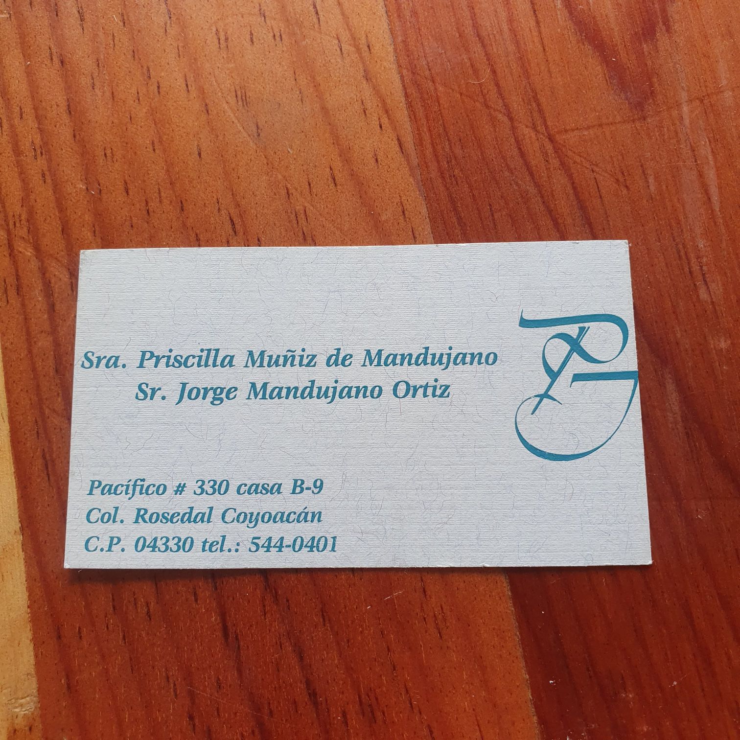 Sra. Priscilla Muñiz De Mandujano Sr. Jorge Mandujano Ortiz  (Tarjeta De Presentación) ornament collectible - Main Image 2