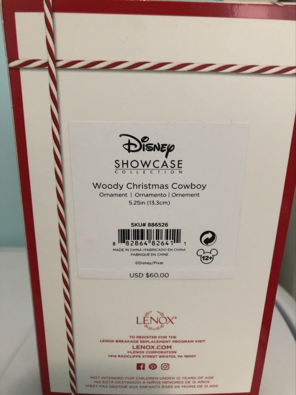 Woody Christmas Cowboy Disney Showcase Lenox Ornament - Disney/Pixar Toy Story (Lenox) ornament collectible [Barcode 882864826411] - Main Image 2