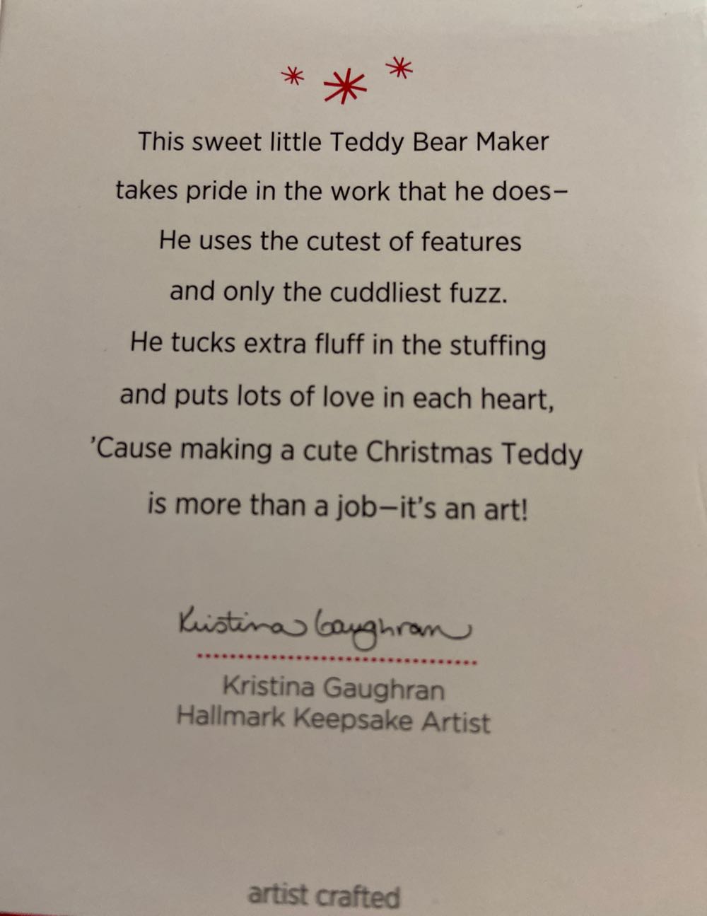 Teddy Bear Maker - KOC Member Exclusive (Elf) ornament collectible [Barcode 795902420871] - Main Image 2