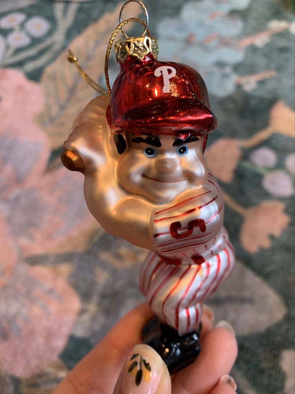 Dinosaur red blown glass ornament