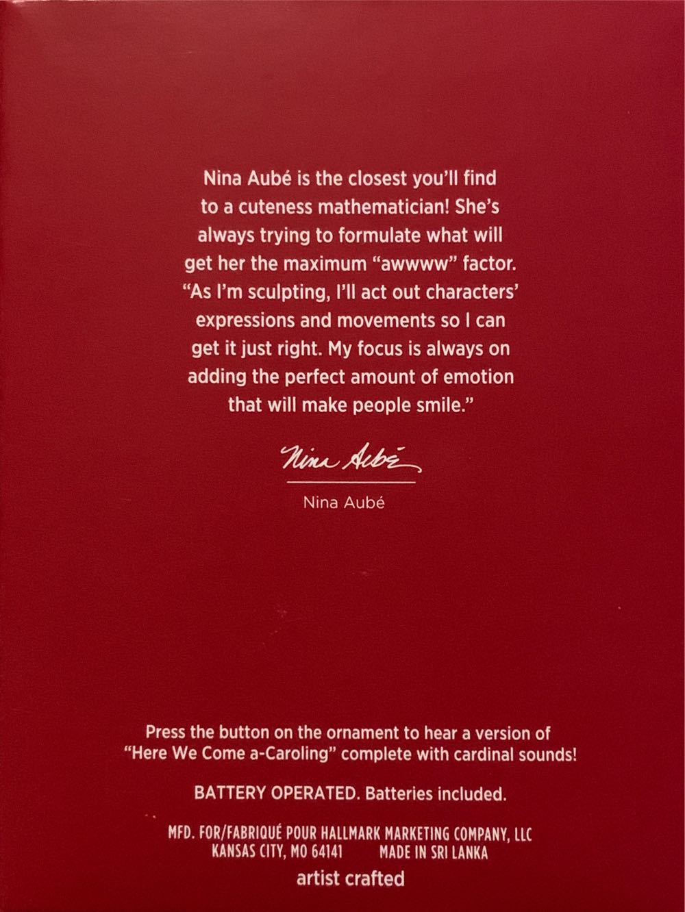 Caroling Cardinal - Caroling Birds (Birds) ornament collectible [Barcode 763795622504] - Main Image 3