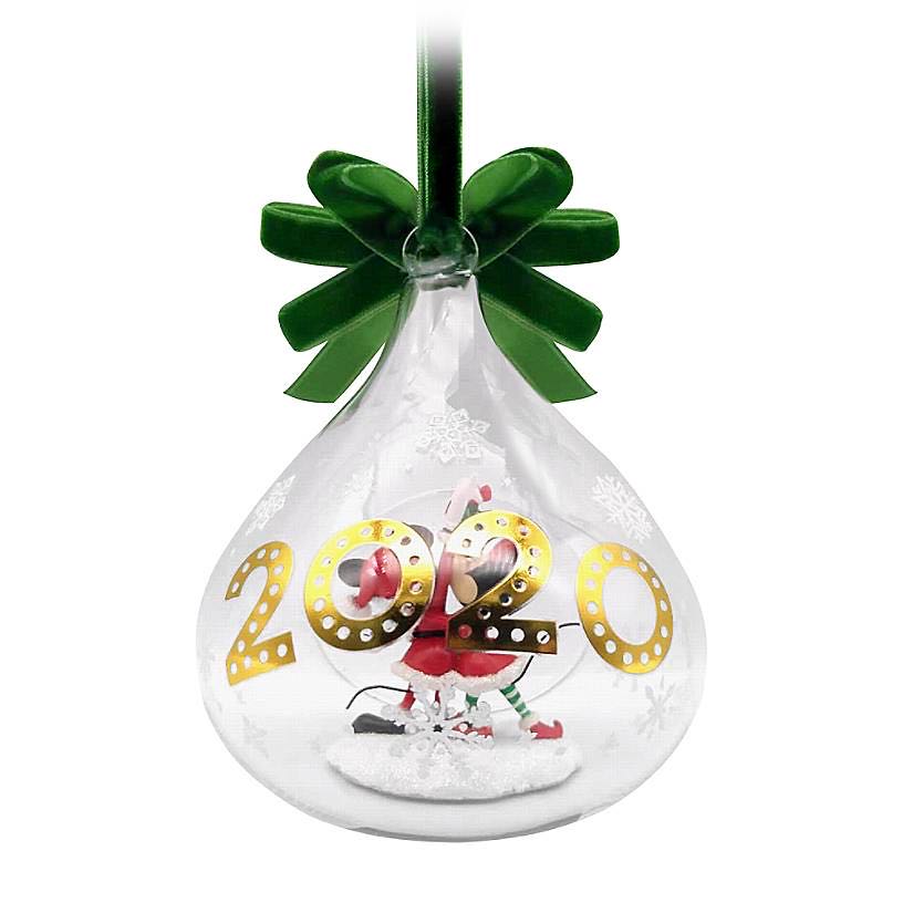 Mickey and Minnie Mouse Glass Drop Sketchbook Ornament 2020  (Holiday Cheer Collection) ornament collectible - Main Image 2
