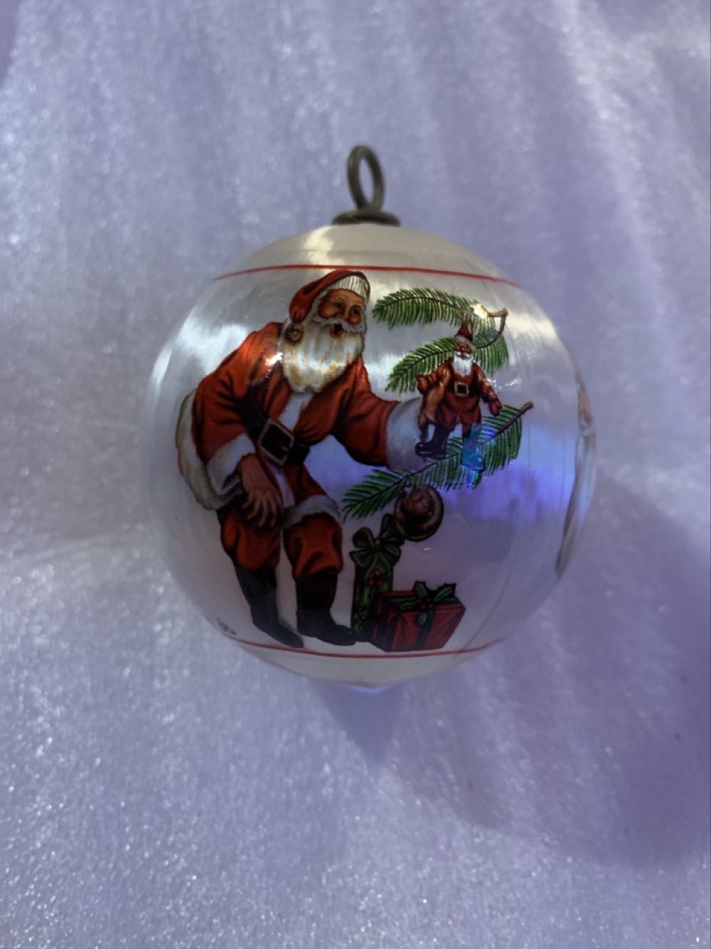 Medium White Ball With Santa  ornament collectible - Main Image 2