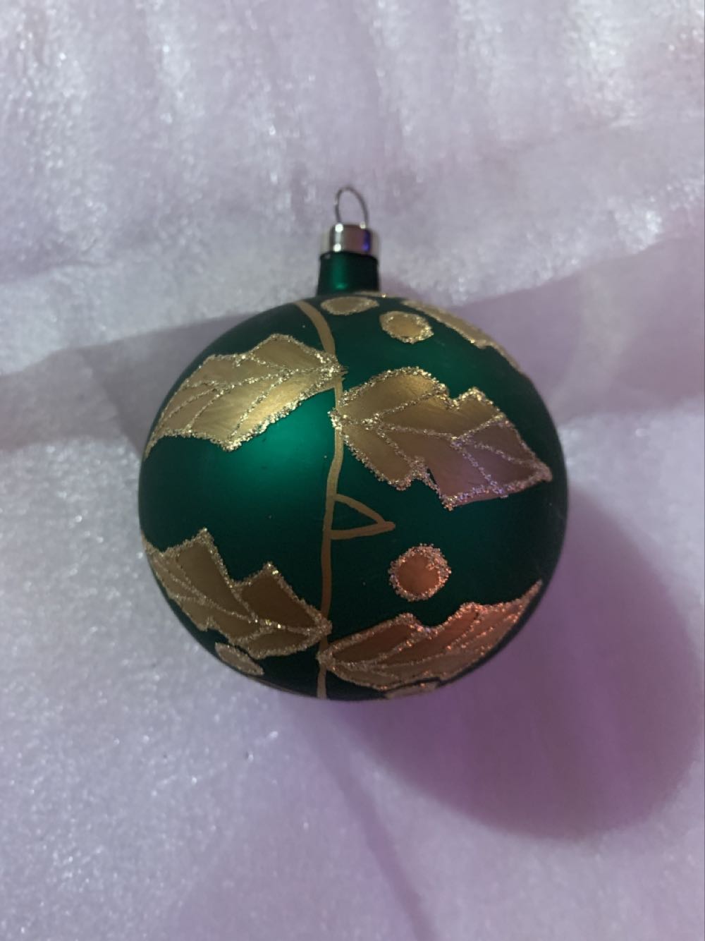 Medium Gold Ball With Holly And Gold Glitter