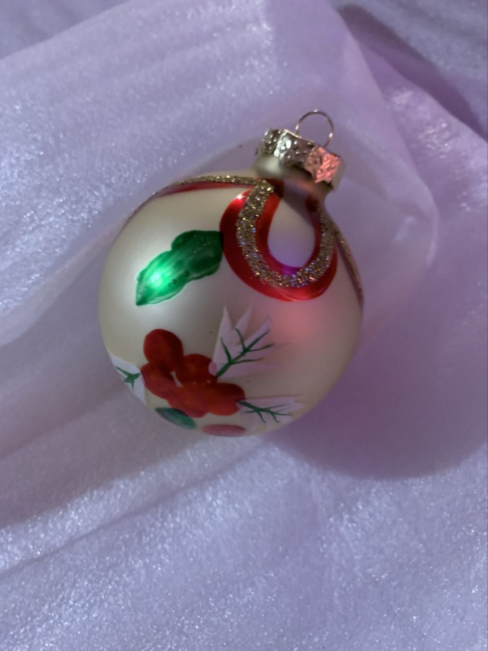 Medium Gold Ball With Holly And Gold Glitter  ornament collectible - Main Image 1