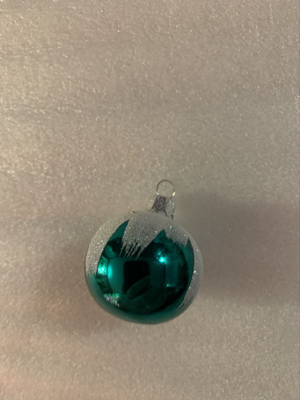Small Green Ball With White Glitter  ornament collectible - Main Image 2