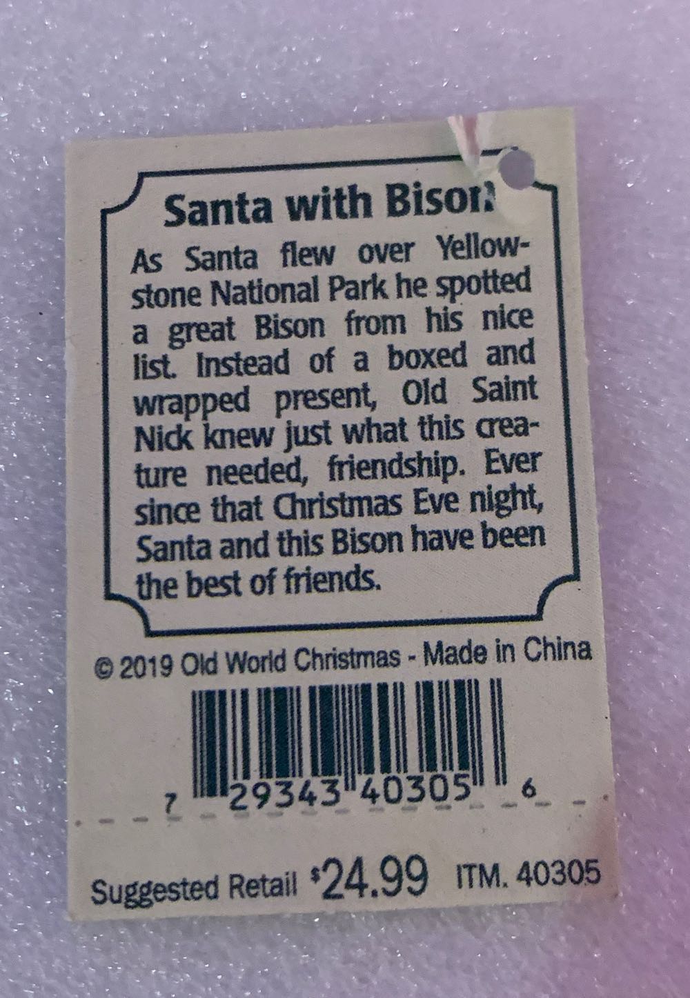 Santa With Bison  ornament collectible [Barcode 729343403056] - Main Image 2