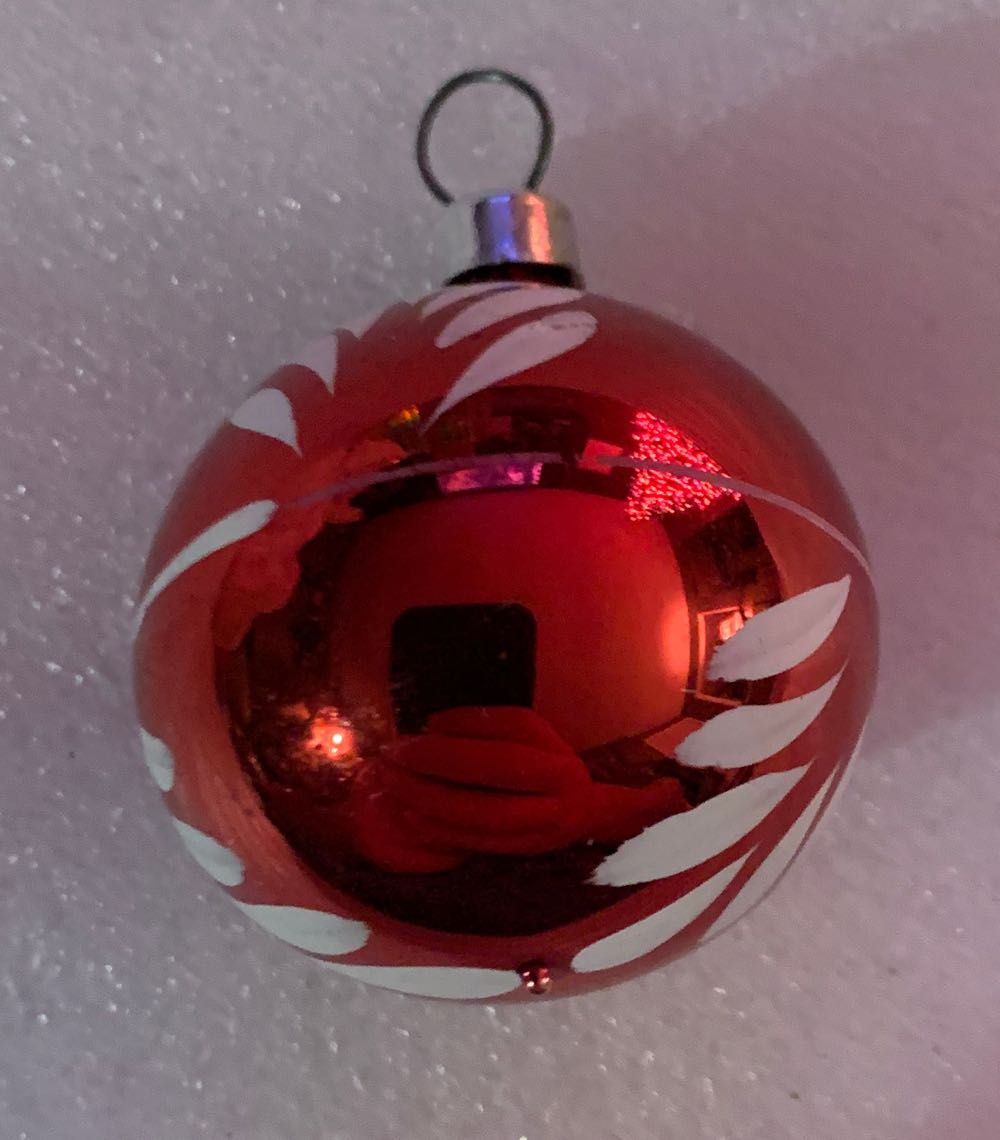 Tiny Red Ball With White Leaf Pattern  ornament collectible - Main Image 1