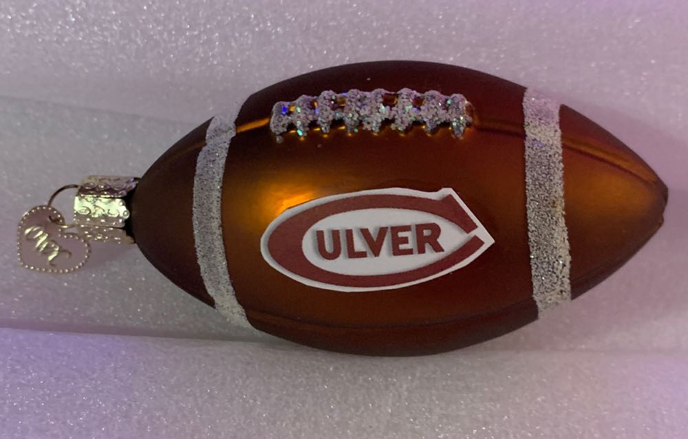 Small Clear Ball With Red And White Stripes And Two Dimples