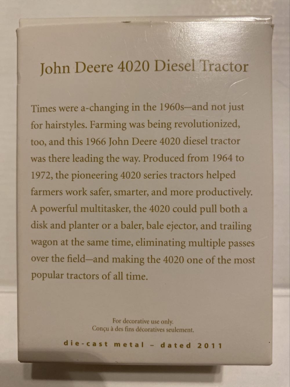 John Deere Diesel Tractor 4020 - John Deere (John Deere) ornament collectible [Barcode 795902194840] - Main Image 2