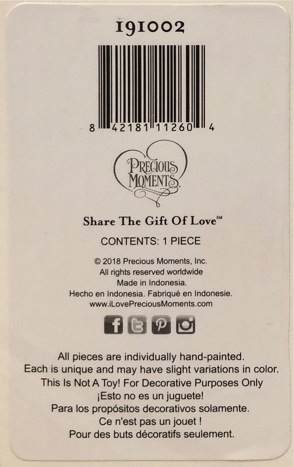 Precious Moments Heart Warming Christmas Dated Bisque Porcelain 191002 Ornament One Size Multi  ornament collectible [Barcode 842181112604] - Main Image 3