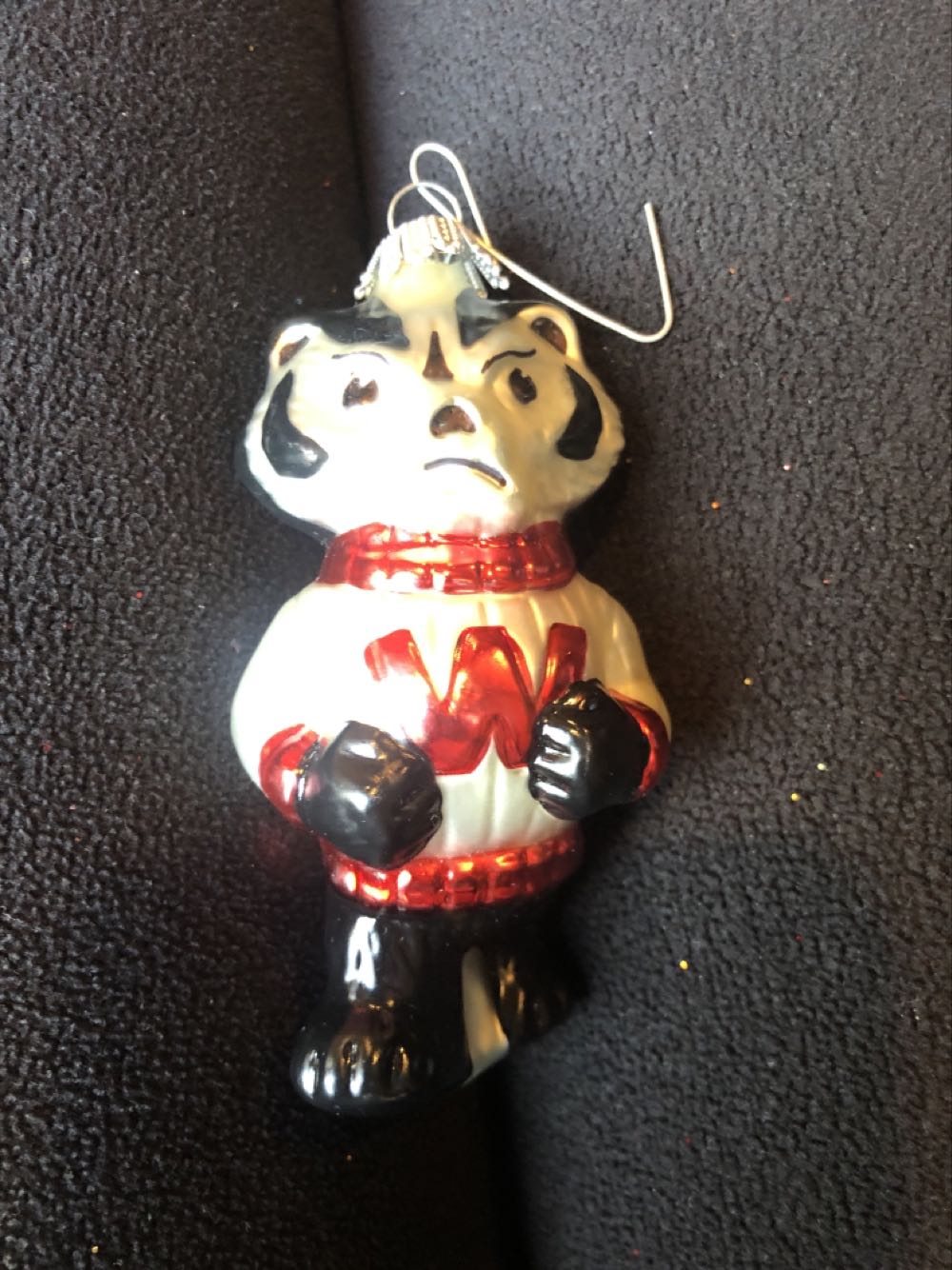 Large Bear With White Shirt With Red Crisscross Stripes And Blue Pants 