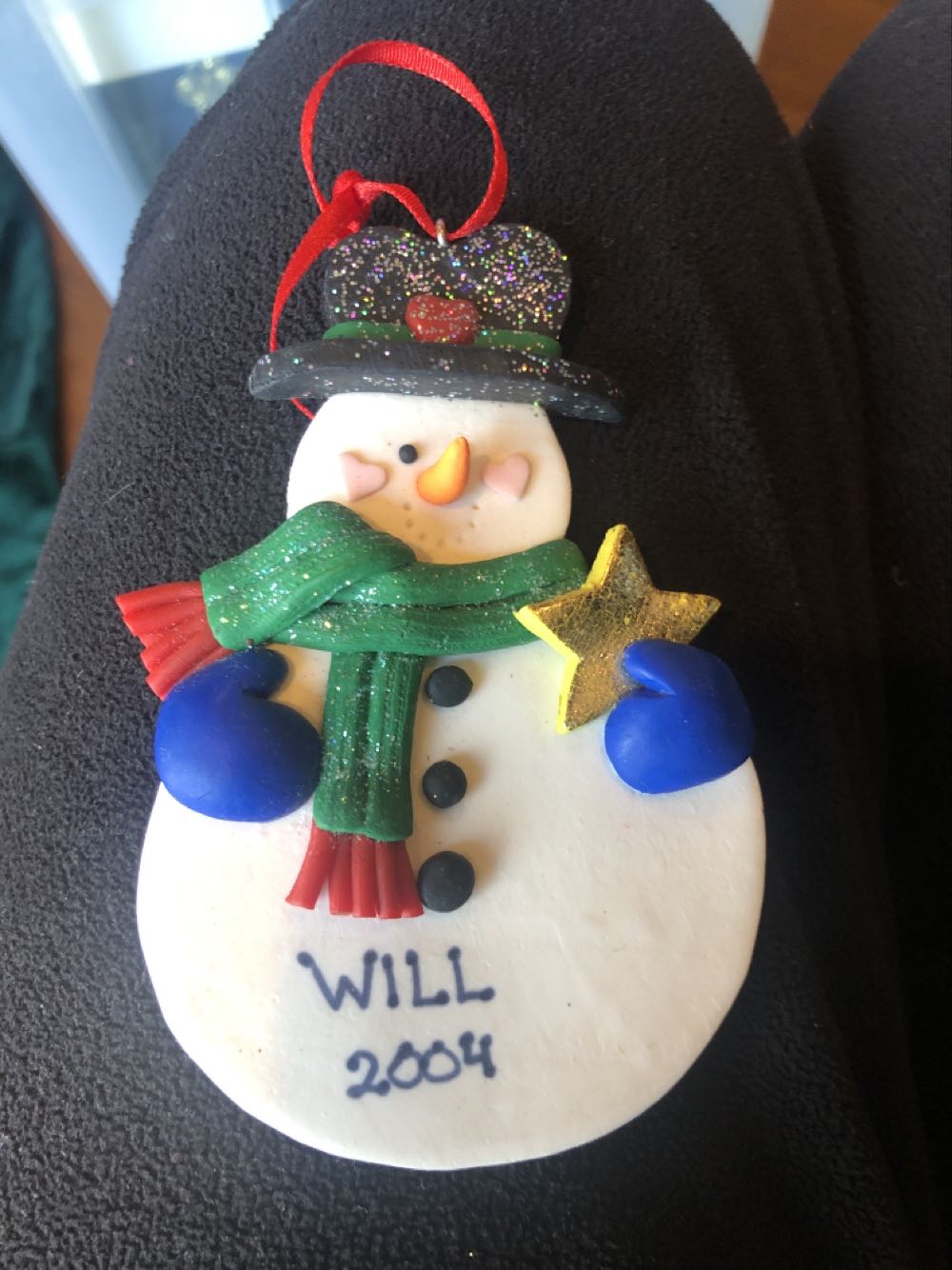 Santa With Gold Outline And White Snowflakes