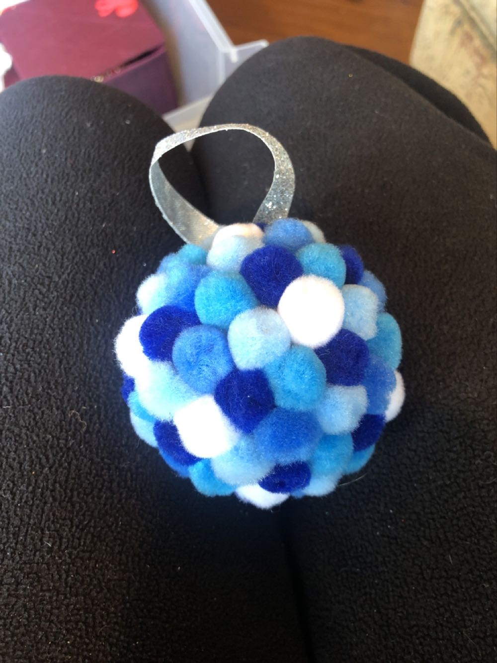 Pompom Blue Ball  ornament collectible - Main Image 1