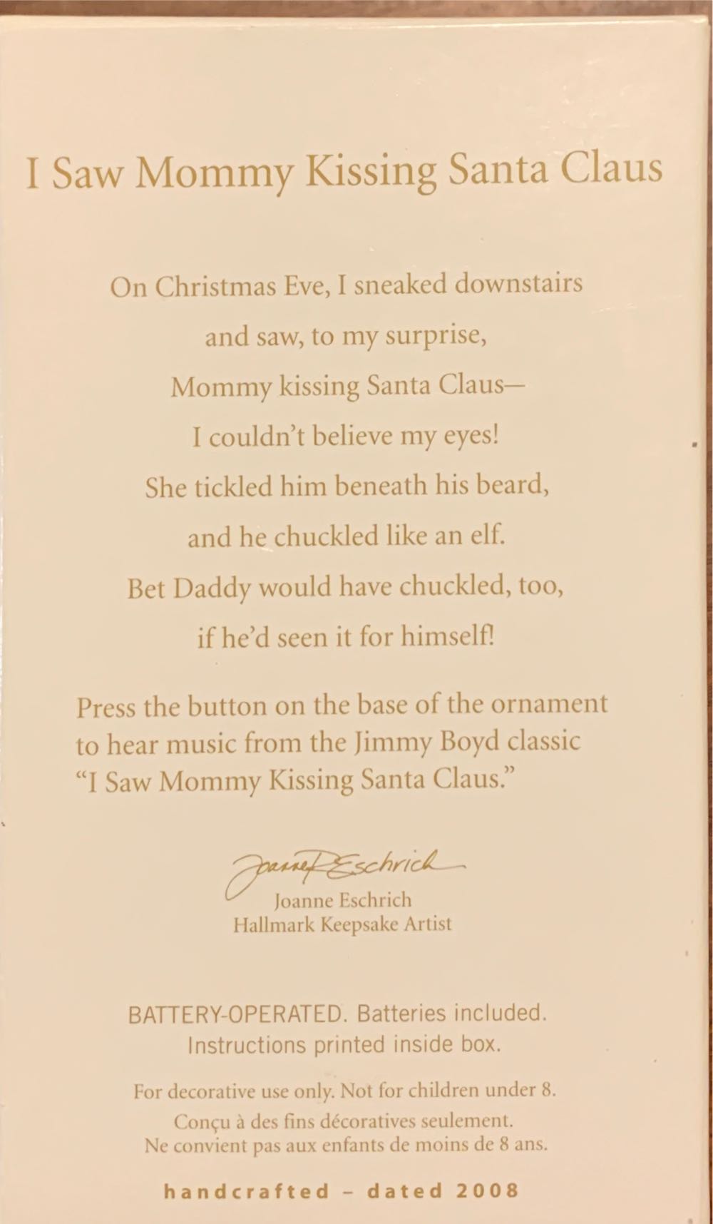 I Saw Mommy Kissing Santa Claus - Food (Cckies For Santa) ornament collectible [Barcode 795902056223] - Main Image 2
