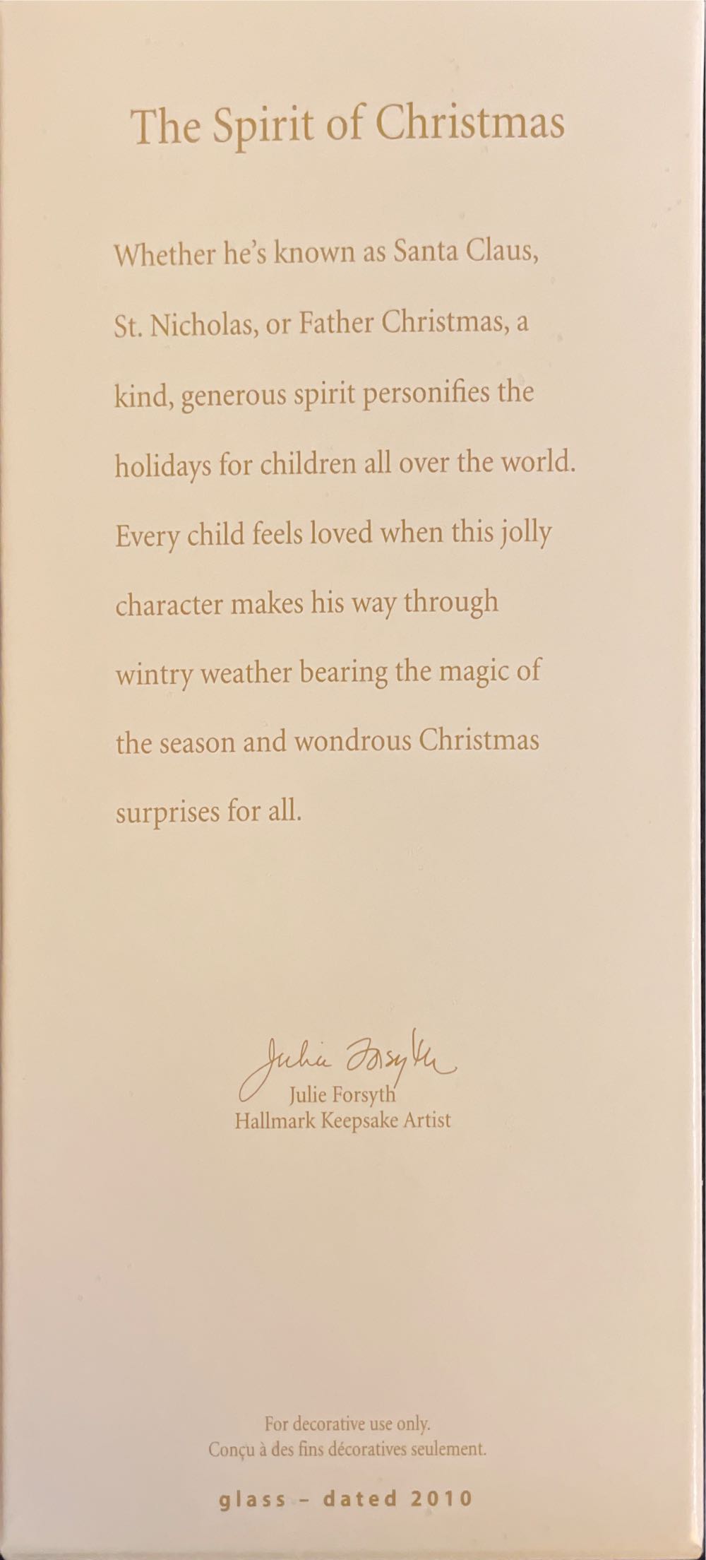 The Spirit Of Christmas - Santa (Santa) ornament collectible [Barcode 795902174262] - Main Image 3