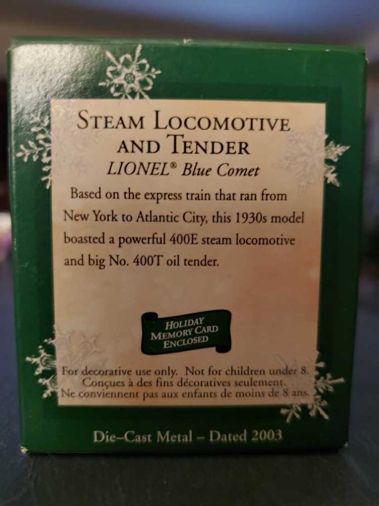 Blue Comet Steam Locomotive And Tender - Lionel Train Miniature (Trains, Mini) ornament collectible [Barcode 015012738384] - Main Image 2