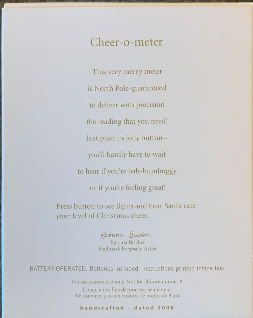 Cheer-o-meter  ornament collectible [Barcode 795902056568] - Main Image 2