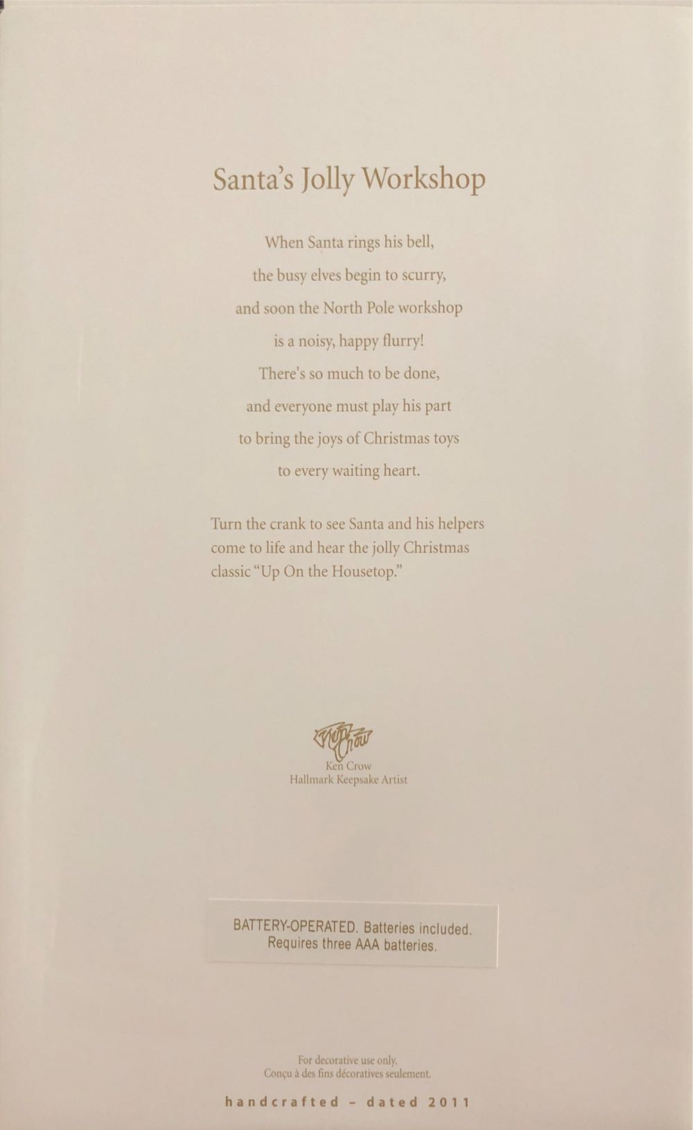 Santa’s Jolly Workshop Christmas Table Decoration  ornament collectible [Barcode 795902200374] - Main Image 2