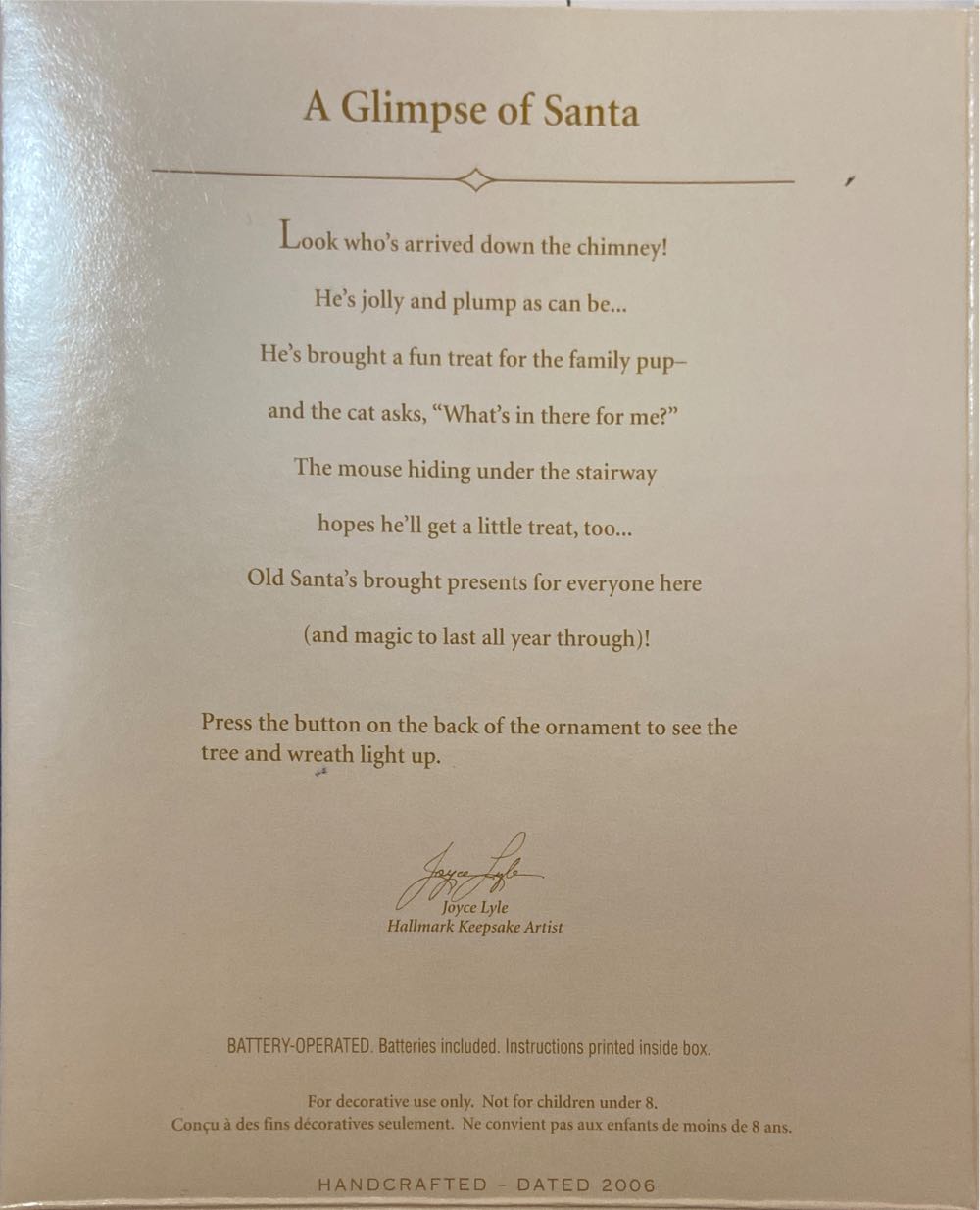 A Glimpse Of Santa - Santa (KOC Member Exclusive) ornament collectible [Barcode 015012936261] - Main Image 2