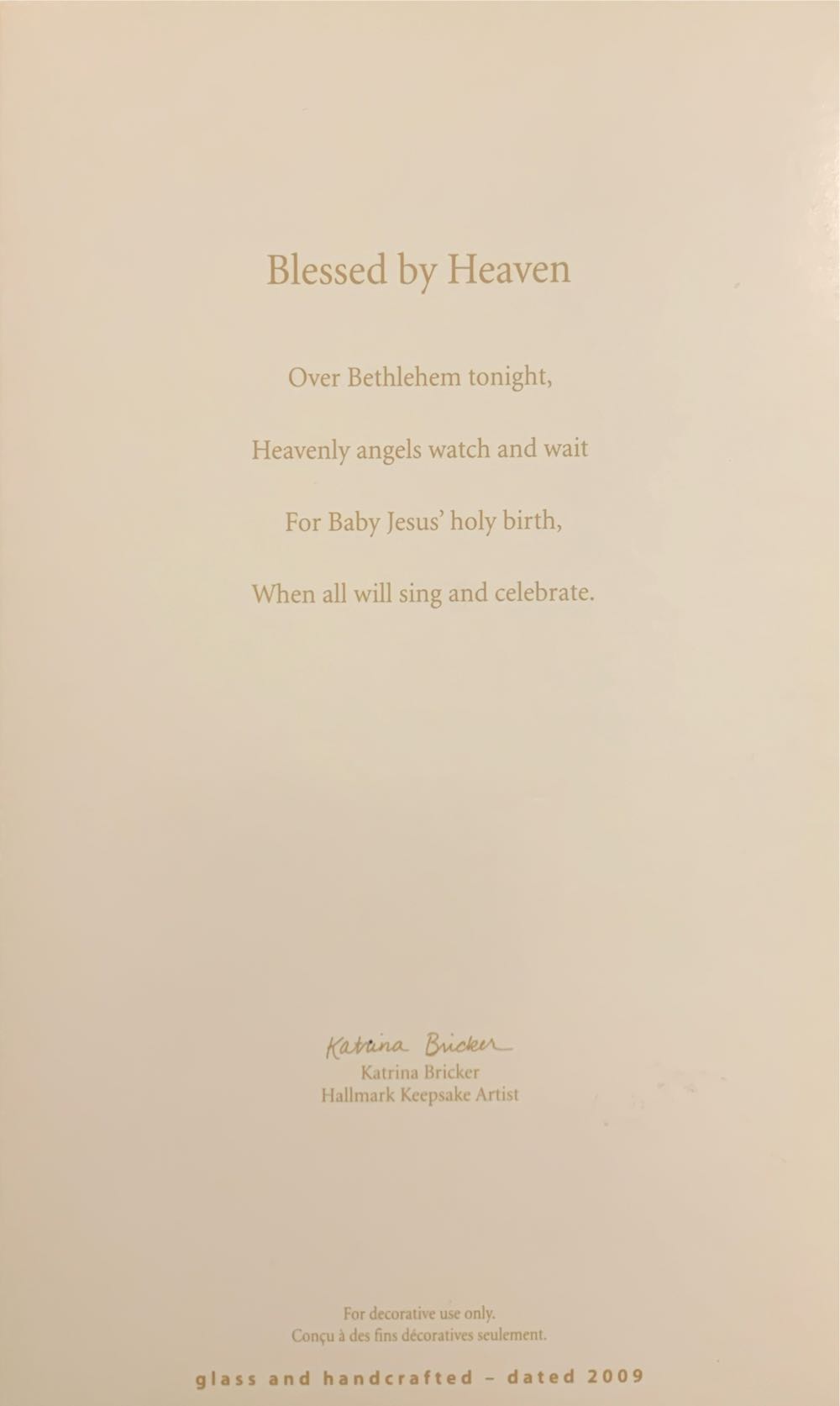 Blessed By Heaven - Angel (Blown Glass) ornament collectible [Barcode 795902110543] - Main Image 2