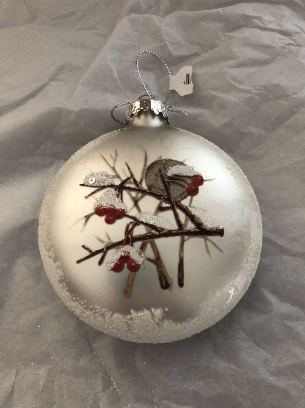 Cardinal And Berries Blown Glass  ornament collectible - Main Image 2