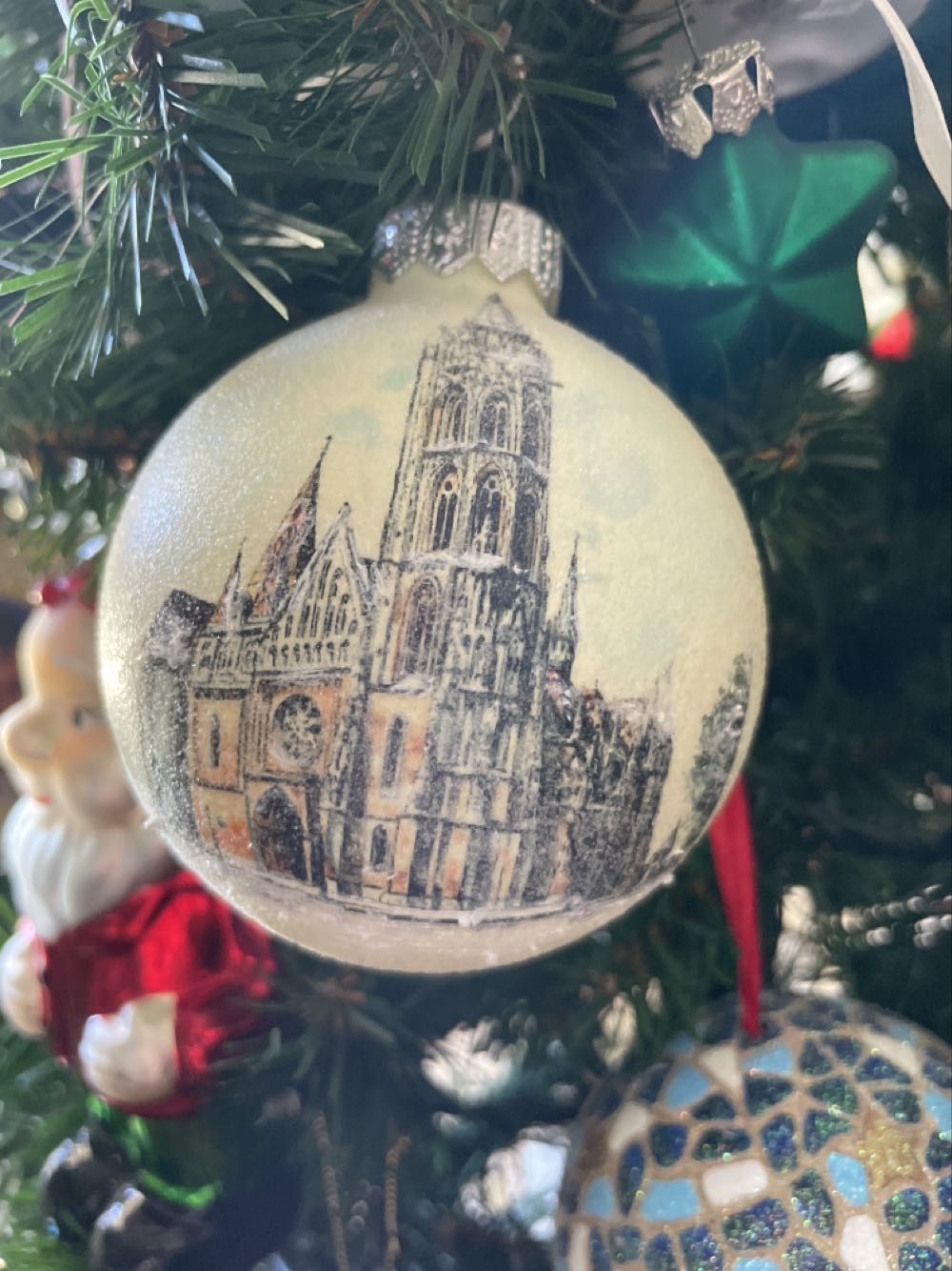 Large Gold Upright Piano