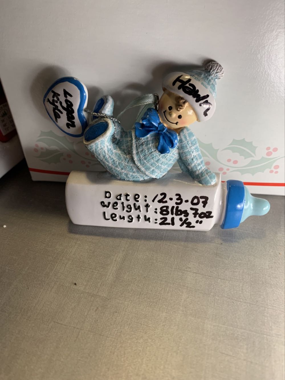 Baby Boy On Baby Bottle  ornament collectible - Main Image 2