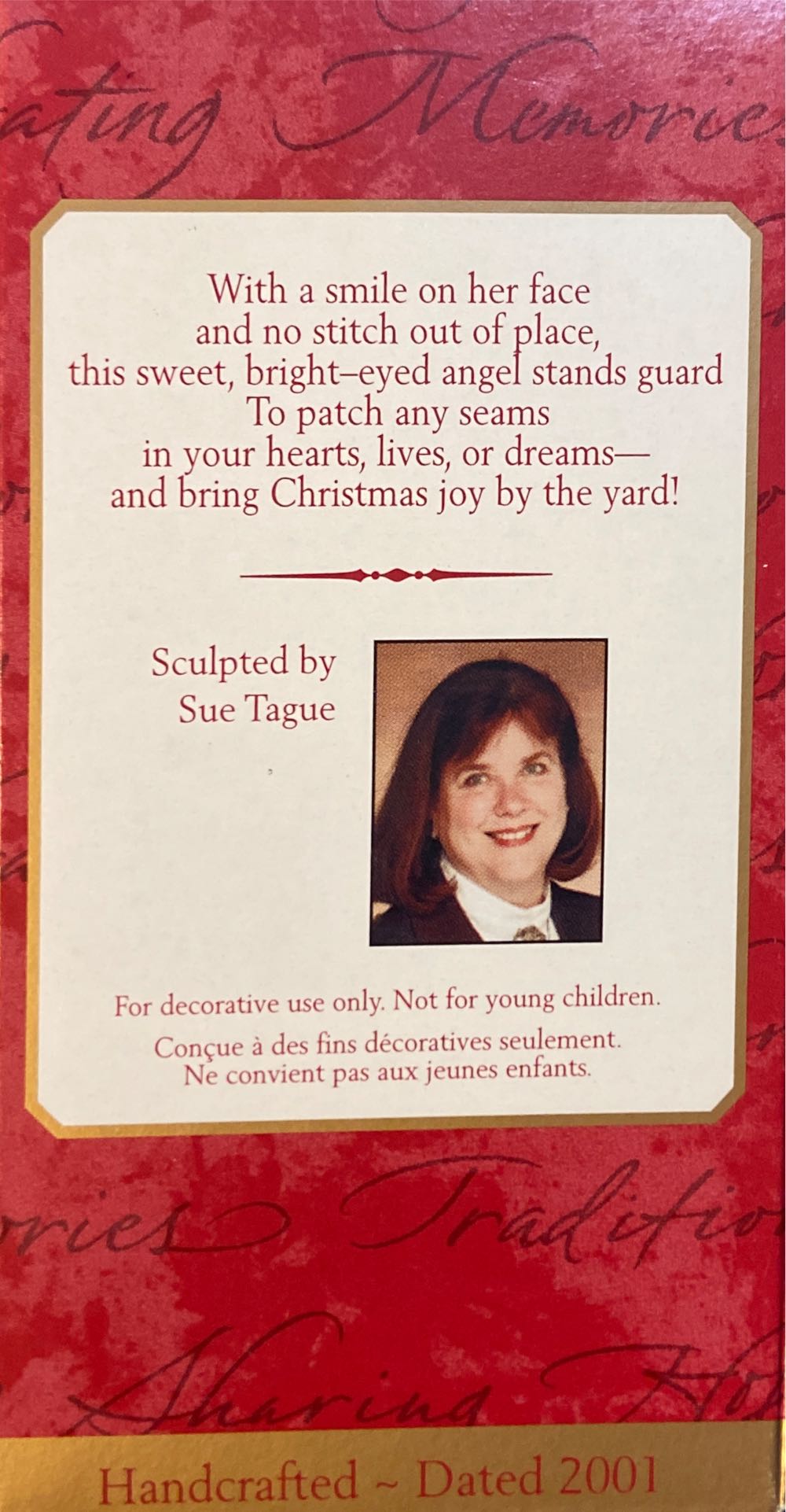 Sew Sweet Angel QX2862  (Sewing) ornament collectible [Barcode 015012647013] - Main Image 3