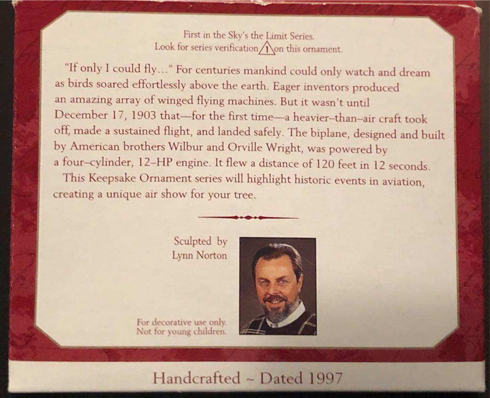 The Flight At Kitty Hawk - Sky’s The Limit (Aviation) ornament collectible [Barcode 015012285079] - Main Image 2