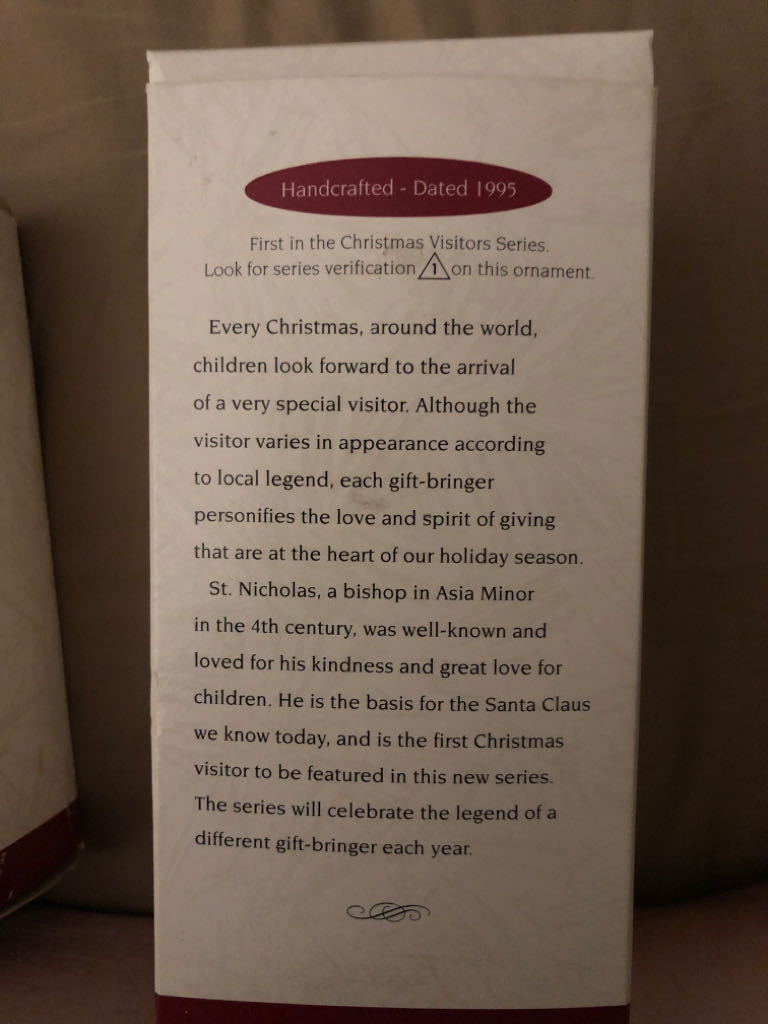 Christmas Visitors 1 St. Nicholas - Christmas Visitors (Santas) ornament collectible [Barcode 015012180633] - Main Image 2