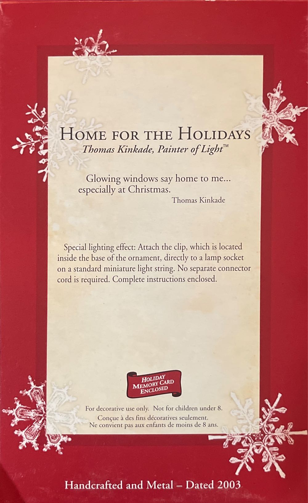 Thomas Kinkade Home For The Holidays Hallmark Ornament Qxg8837 - Home For The Holidays Thomas Kincaid (Lantern Thomas Kincaid) ornament collectible [Barcode 015012772920] - Main Image 3