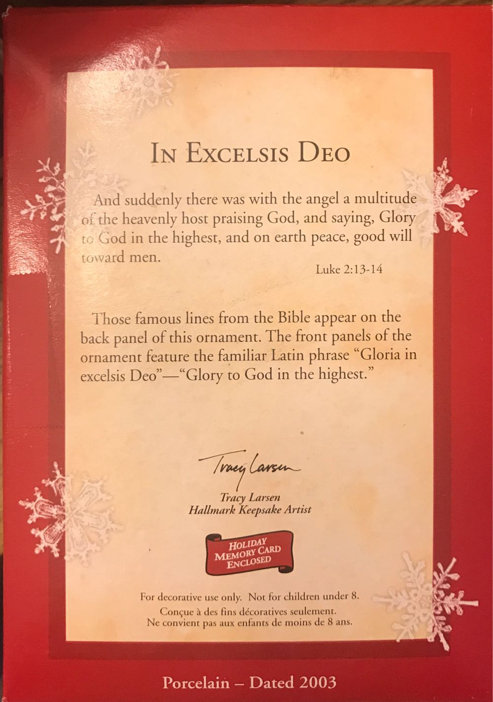 Nativity In Excelsis Deo  ornament collectible [Barcode 015012760996] - Main Image 2