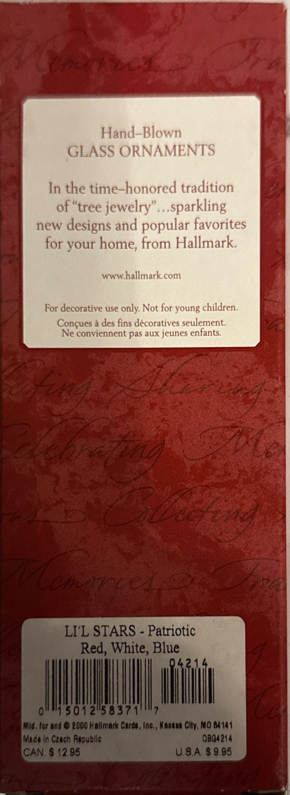 Li’l Stars Patriotic Red White Blue - Blown Glass (Patriotic, Stars, Glass) ornament collectible [Barcode 015012583717] - Main Image 2