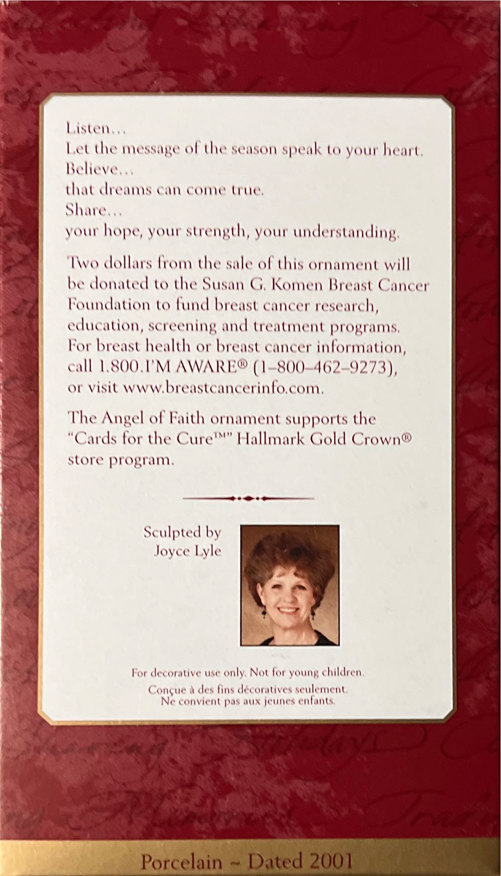 Angel of Faith - Susan G. Komen (Angels) ornament collectible [Barcode 015012624946] - Main Image 2