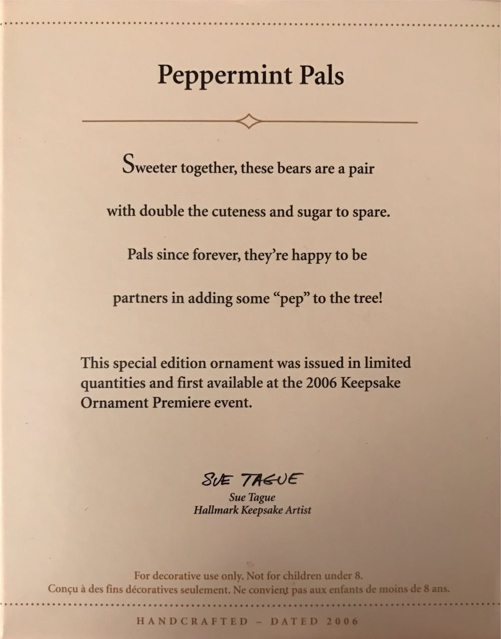 Peppermint Pals - Peppermint Series (Peppermint, Gumdrops, Bear) ornament collectible [Barcode 015012958409] - Main Image 2