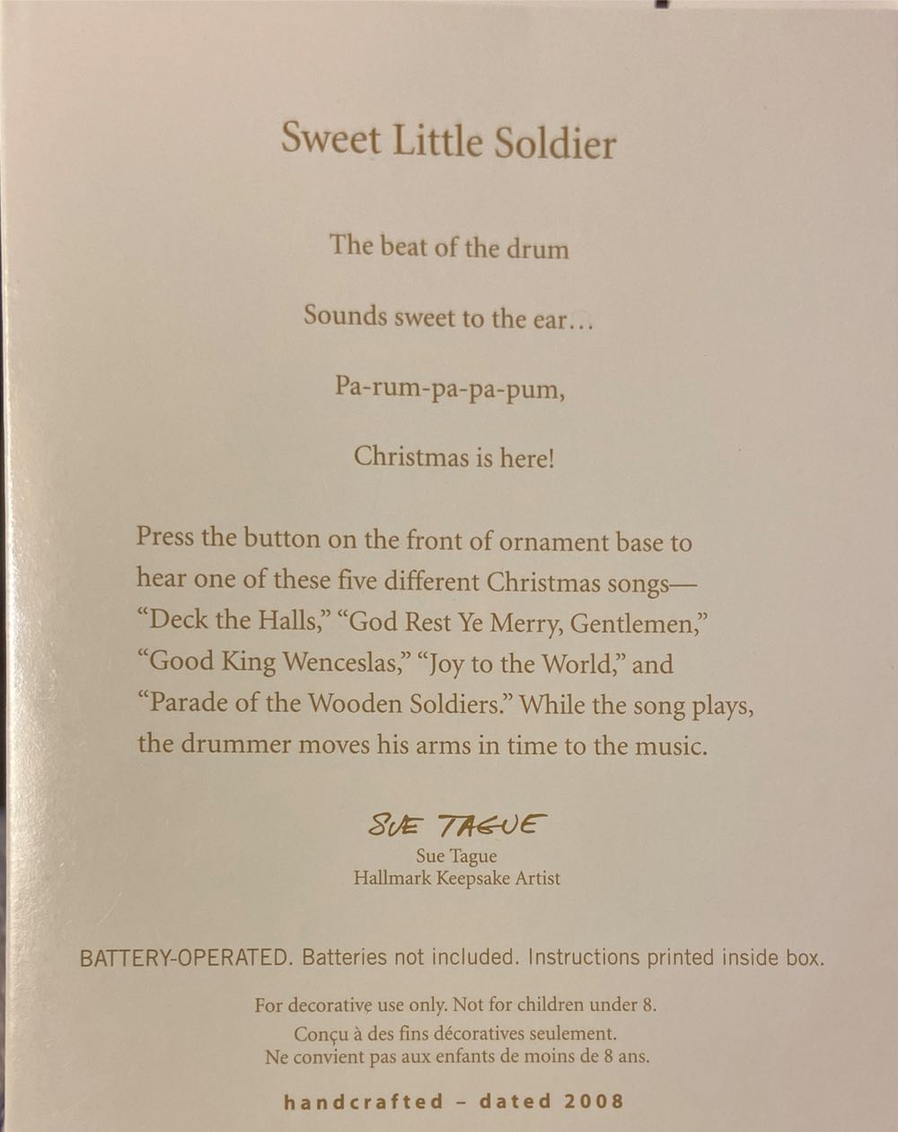 Sweet Little Soldier - Musical Toy Soldier (New Magic) ornament collectible [Barcode 795902019297] - Main Image 2