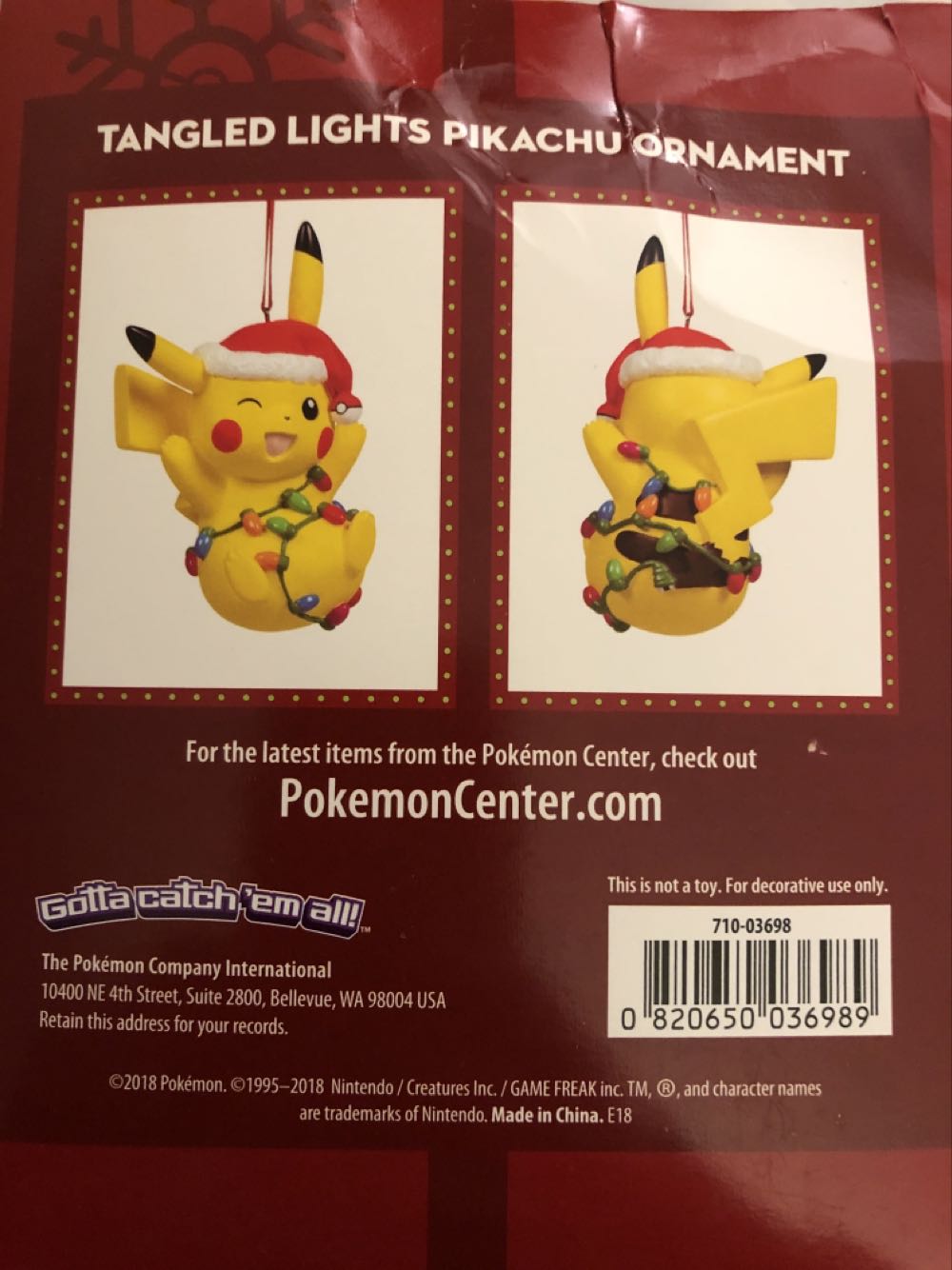 Tangled Lights Pikachu Ornament - Pikachu Holiday (Pokemon) ornament collectible [Barcode 820650036989] - Main Image 2