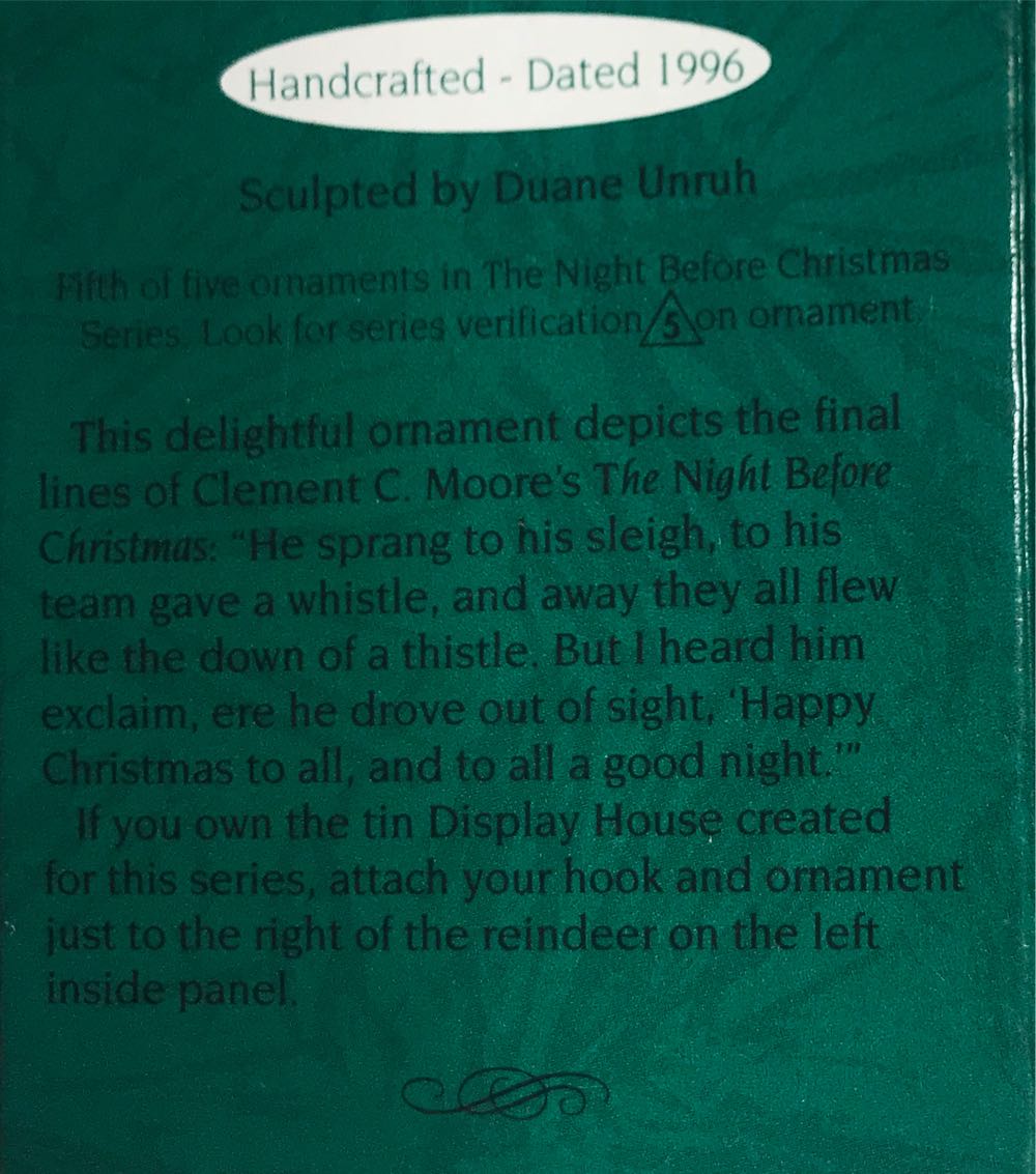 Miniature The Night Before Christmas #5 - The Night Before Christmas (Santa) ornament collectible [Barcode 015012290219] - Main Image 3